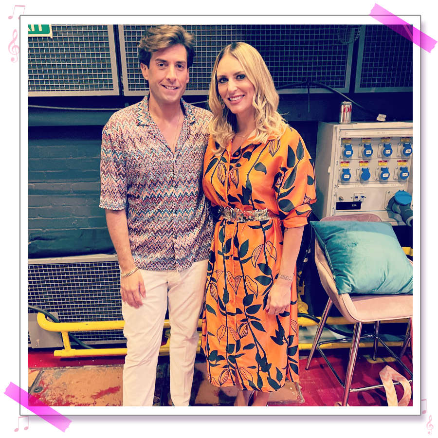 Kay with Arg on set with the Arg band on ITV Lorraine show 2022