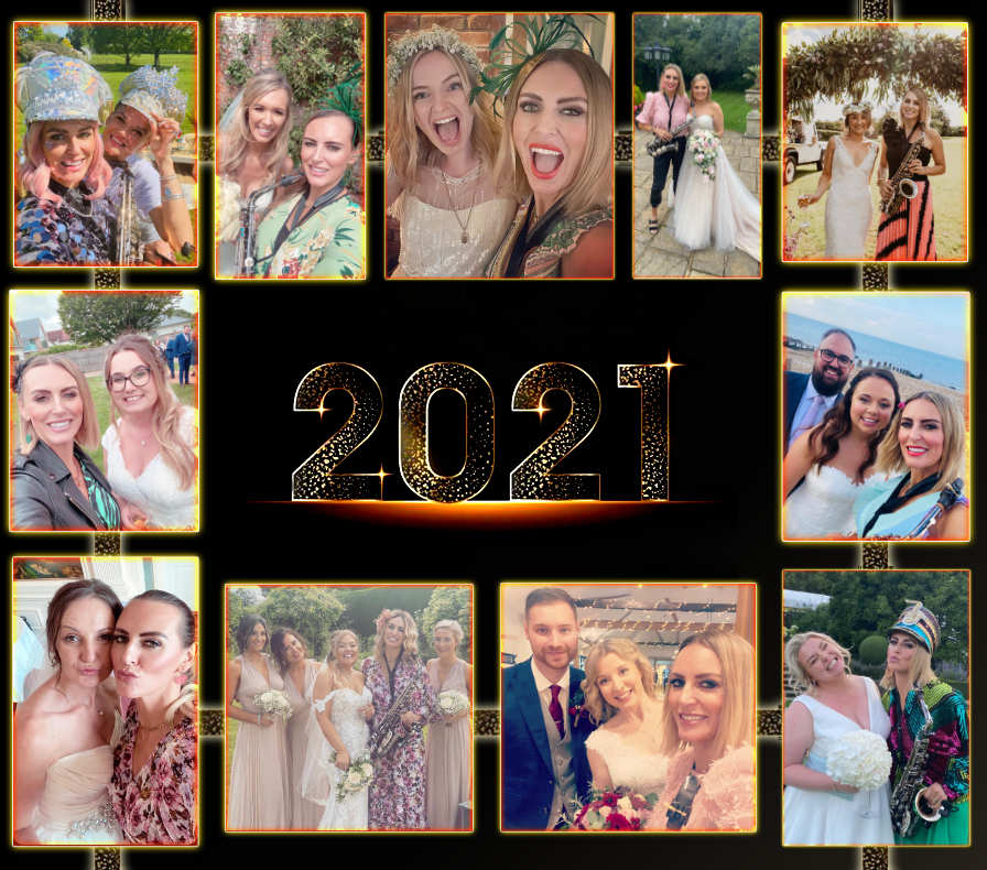 Wedding Cocktail Sax 2021 bride and grooms collage